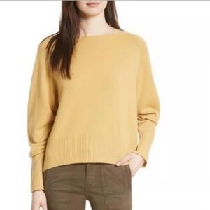 Vince Mustard Cashmere Boatneck Sweater SZ SM